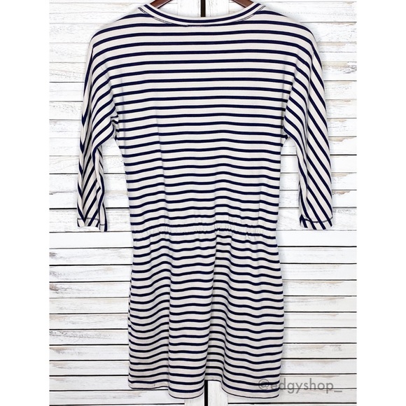 LOFT | Striped Drawstring Sweatshirt Dress - Picture 3 of 5
